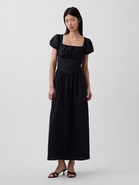 NWT Gap Linen-Blend Drop Waist Maxi Dress // Black